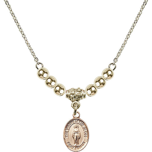 14kt Gold Filled Virgin of the Globe Birthstone Necklace with Gold Filled Beads - 9345