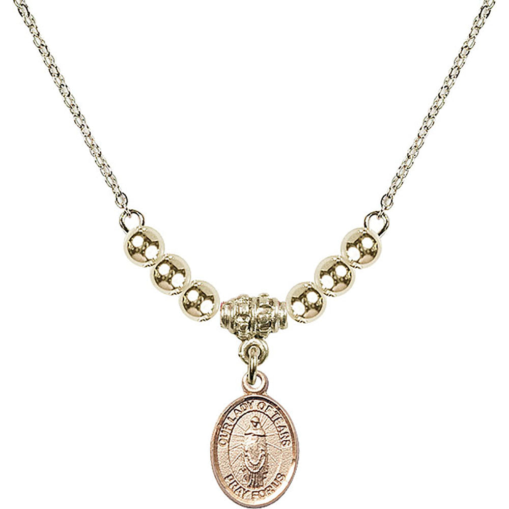 14kt Gold Filled Our Lady of Tears Birthstone Necklace with Gold Filled Beads - 9346