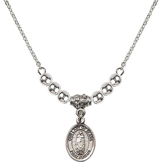 Sterling Silver Our Lady of Tears Birthstone Necklace with Sterling Silver Beads - 9346