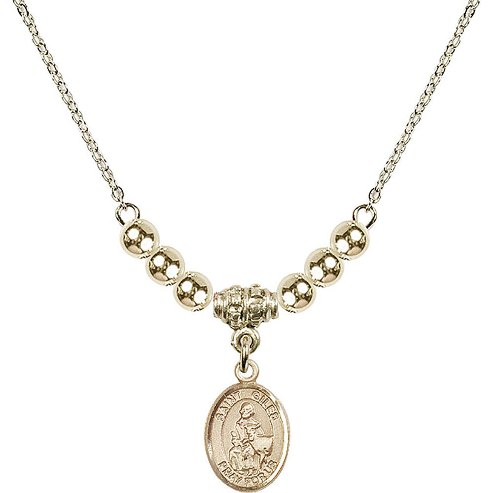 14kt Gold Filled Saint Giles Birthstone Necklace with Gold Filled Beads - 9349