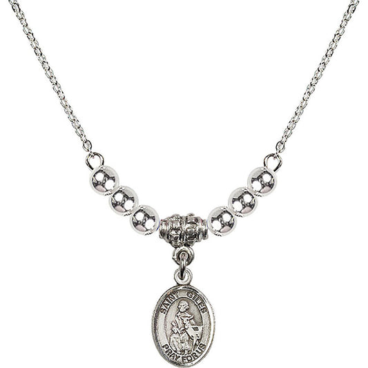 Sterling Silver Saint Giles Birthstone Necklace with Sterling Silver Beads - 9349