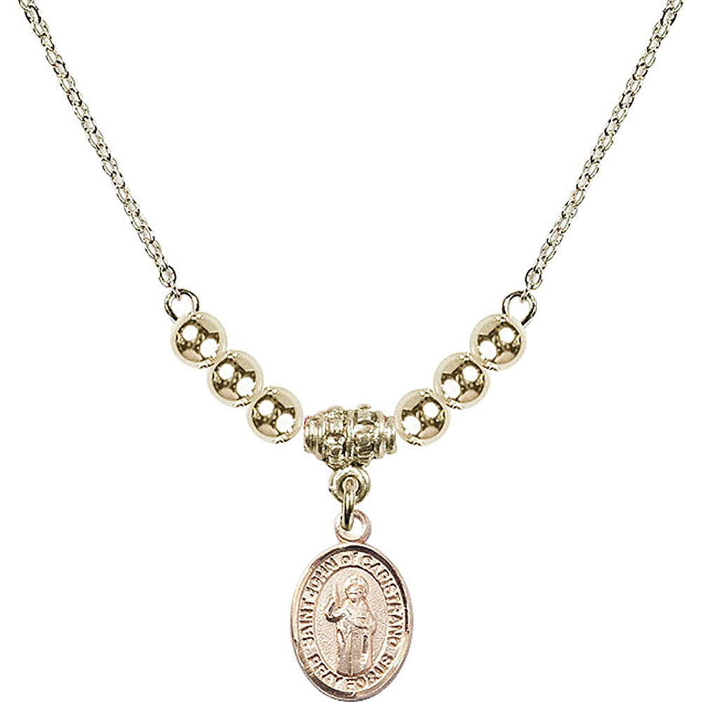 14kt Gold Filled Saint John of Capistrano Birthstone Necklace with Gold Filled Beads - 9350
