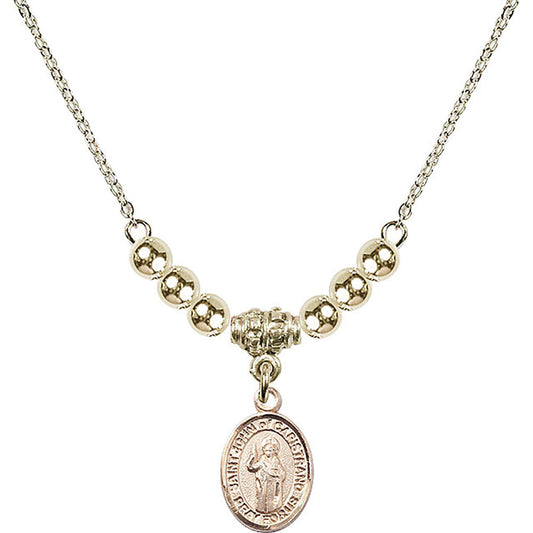 14kt Gold Filled Saint John of Capistrano Birthstone Necklace with Gold Filled Beads - 9350