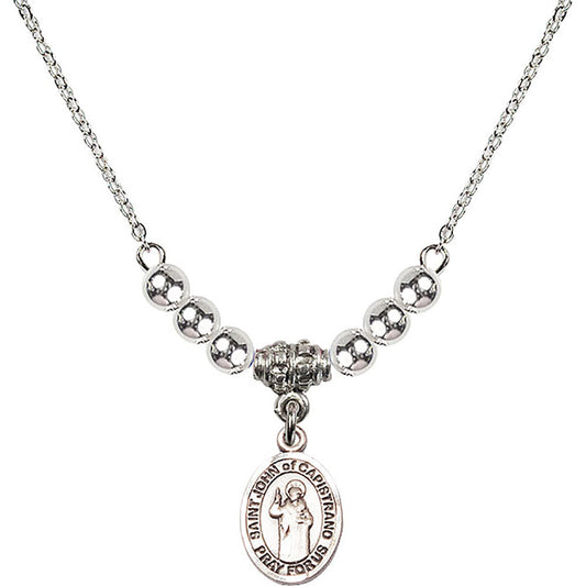 Sterling Silver Saint John of Capistrano Birthstone Necklace with Sterling Silver Beads - 9350
