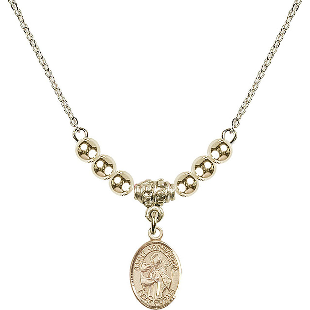 14kt Gold Filled Saint Januarius Birthstone Necklace with Gold Filled Beads - 9351