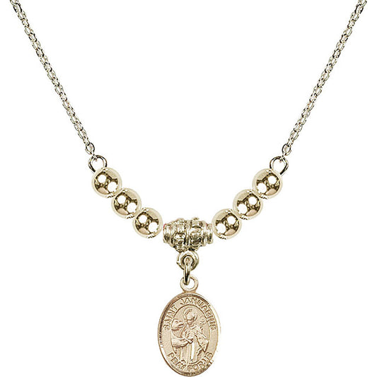 14kt Gold Filled Saint Januarius Birthstone Necklace with Gold Filled Beads - 9351