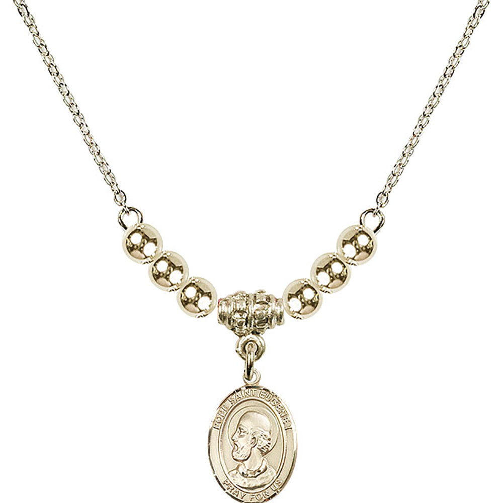 14kt Gold Filled Pope Saint Eugene I Birthstone Necklace with Gold Filled Beads - 9352