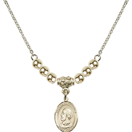 14kt Gold Filled Pope Saint Eugene I Birthstone Necklace with Gold Filled Beads - 9352