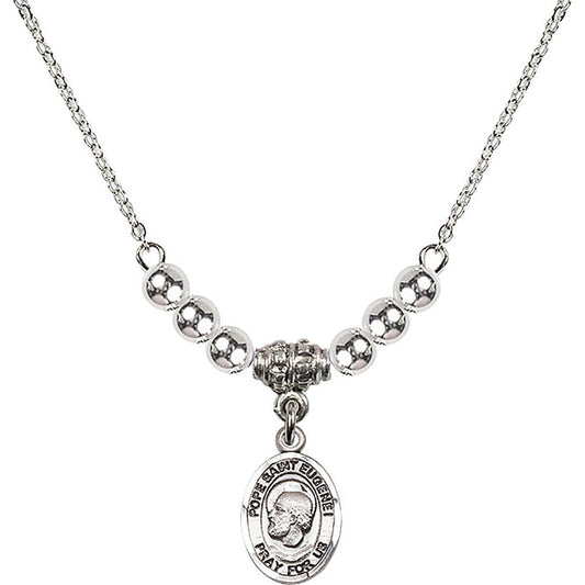 Sterling Silver Pope Saint Eugene I Birthstone Necklace with Sterling Silver Beads - 9352