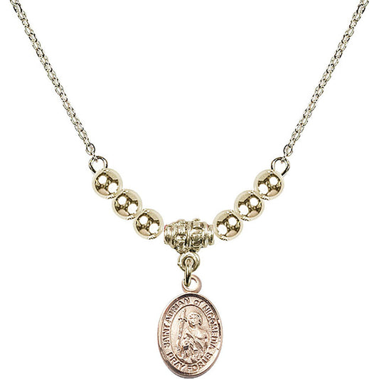 14kt Gold Filled Saint Adrian of Nicomedia Birthstone Necklace with Gold Filled Beads - 9353
