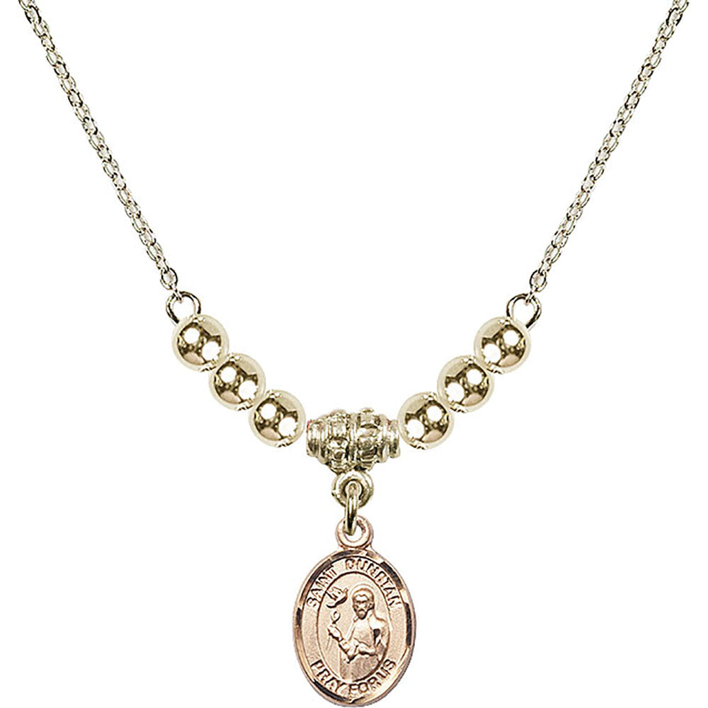 14kt Gold Filled Saint Dunstan Birthstone Necklace with Gold Filled Beads - 9355