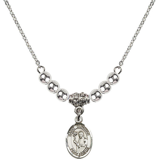 Sterling Silver Saint Dunstan Birthstone Necklace with Sterling Silver Beads - 9355
