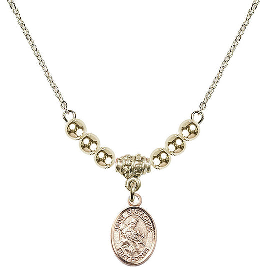 14kt Gold Filled Saint Eustachius Birthstone Necklace with Gold Filled Beads - 9356