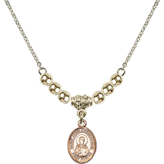 14kt Gold Filled Saint John Chrysostom Birthstone Necklace with Gold Filled Beads - 9357
