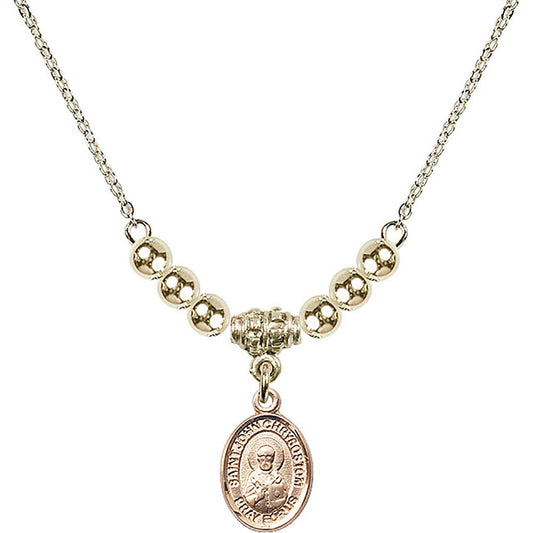 14kt Gold Filled Saint John Licci Birthstone Necklace with Gold Filled Beads - 9358