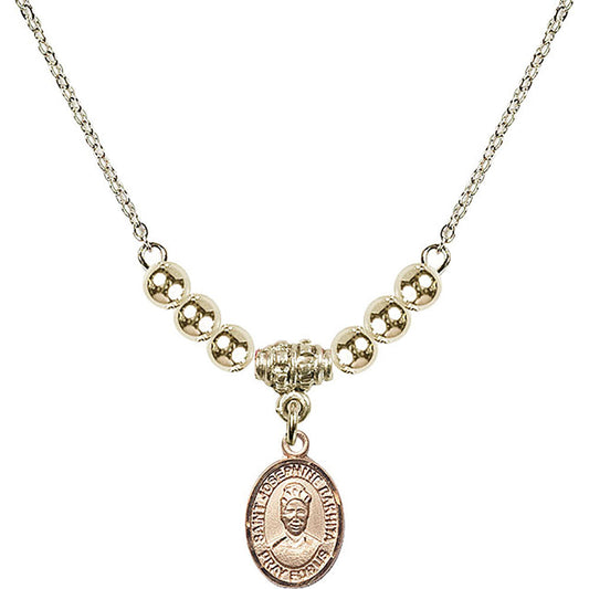 14kt Gold Filled Saint Josephine Bakhita Birthstone Necklace with Gold Filled Beads - 9360