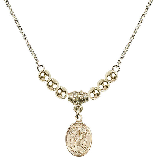 14kt Gold Filled Saint Edwin Birthstone Necklace with Gold Filled Beads - 9361