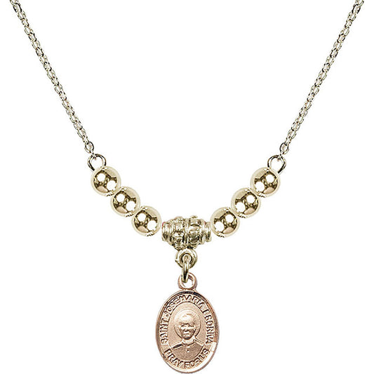 14kt Gold Filled Saint Josemaria Escriva Birthstone Necklace with Gold Filled Beads - 9362