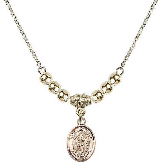 14kt Gold Filled Saint Polycarp of Smyrna Birthstone Necklace with Gold Filled Beads - 9363