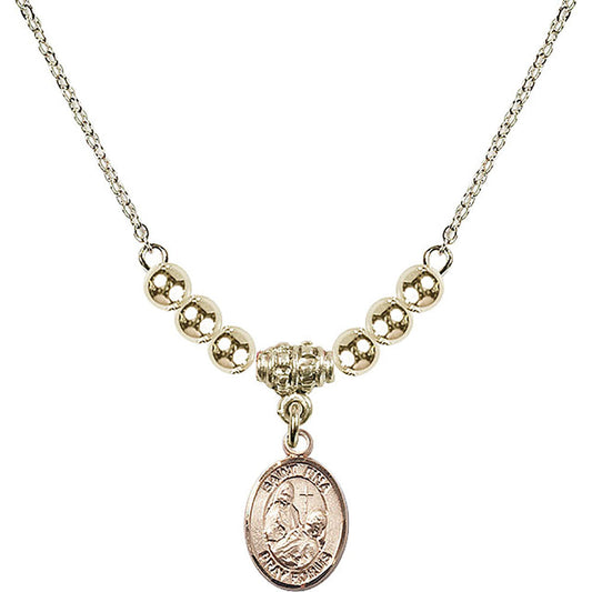 14kt Gold Filled Saint Fina Birthstone Necklace with Gold Filled Beads - 9364