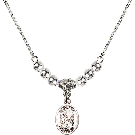 Sterling Silver Saint Fina Birthstone Necklace with Sterling Silver Beads - 9364