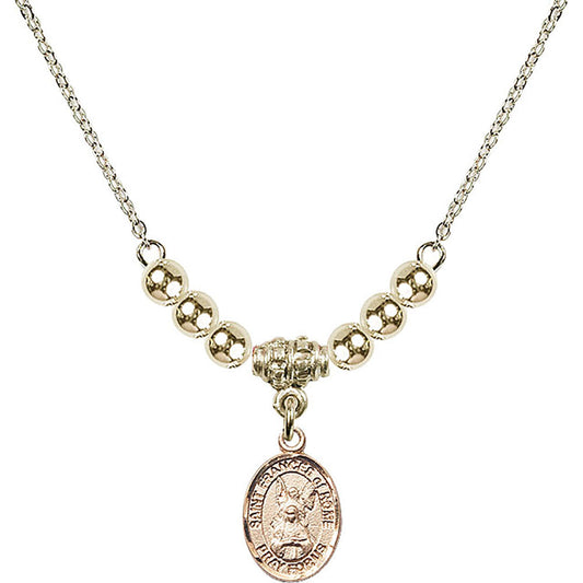 14kt Gold Filled Saint Frances of Rome Birthstone Necklace with Gold Filled Beads - 9365