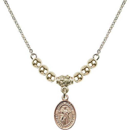 14kt Gold Filled Divine Mercy Birthstone Necklace with Gold Filled Beads - 9366