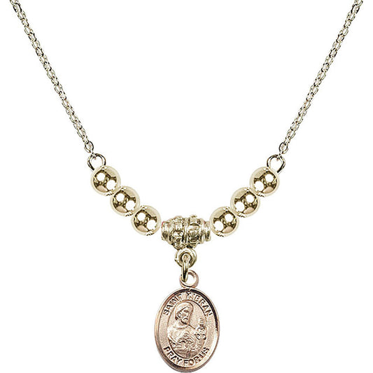 14kt Gold Filled Saint Kieran Birthstone Necklace with Gold Filled Beads - 9367