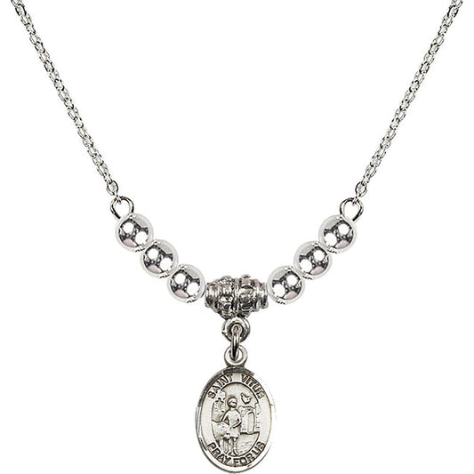 Sterling Silver Saint Vitus Birthstone Necklace with Sterling Silver Beads - 9368