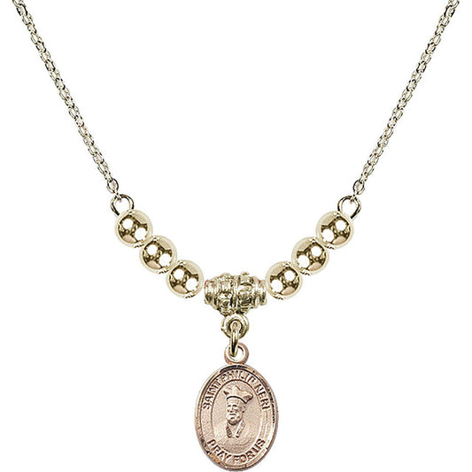 14kt Gold Filled Saint Philip Neri Birthstone Necklace with Gold Filled Beads - 9369
