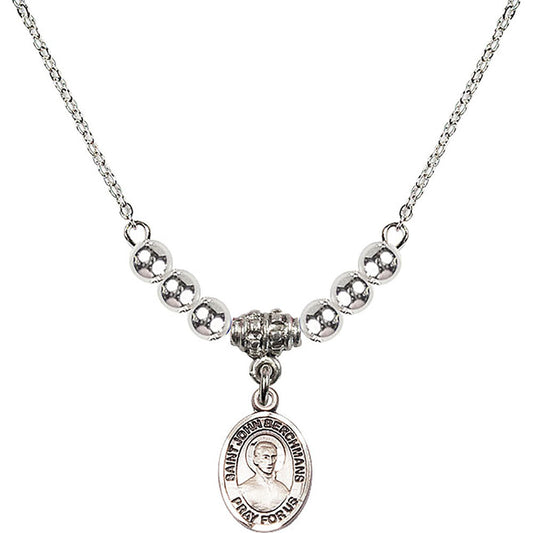 Sterling Silver Saint John Berchmans Birthstone Necklace with Sterling Silver Beads - 9370
