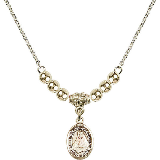 14kt Gold Filled Saint Rose Philippine Duchesne Birthstone Necklace with Gold Filled Beads - 9371