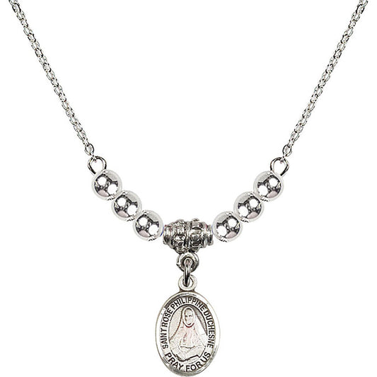 Sterling Silver Saint Rose Philippine Duchesne Birthstone Necklace with Sterling Silver Beads - 9371