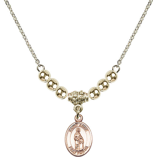 14kt Gold Filled Saint Anne Birthstone Necklace with Gold Filled Beads - 9374