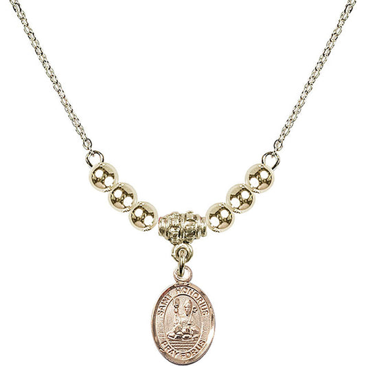 14kt Gold Filled Saint Honorius of Amiens Birthstone Necklace with Gold Filled Beads - 9376