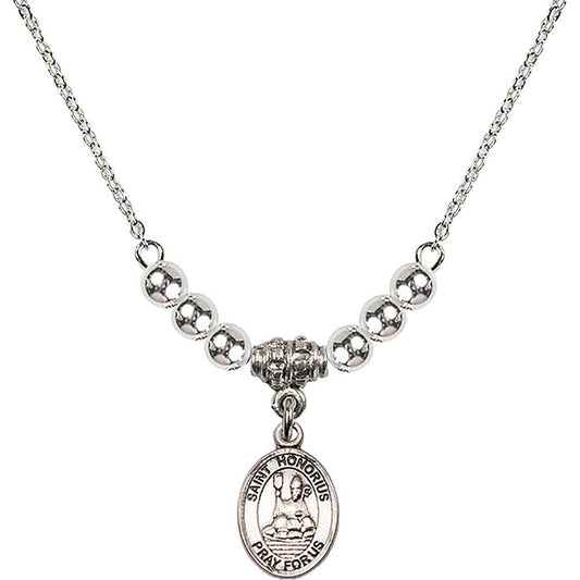 Sterling Silver Saint Honorius of Amiens Birthstone Necklace with Sterling Silver Beads - 9376