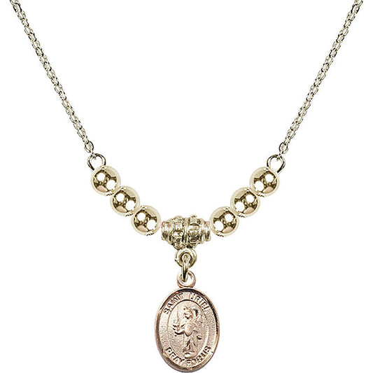 14kt Gold Filled Saint Uriel the Archangel Birthstone Necklace with Gold Filled Beads - 9378