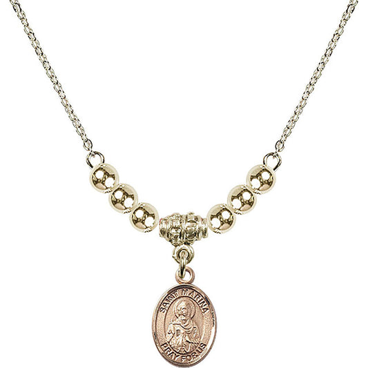 14kt Gold Filled Saint Marina Birthstone Necklace with Gold Filled Beads - 9379
