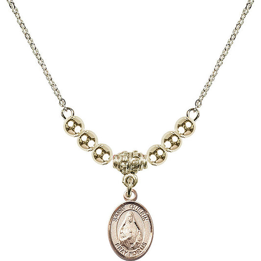 14kt Gold Filled Saint Theodora Birthstone Necklace with Gold Filled Beads - 9382