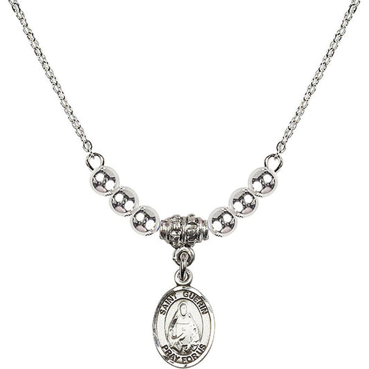 Sterling Silver Saint Theodora Birthstone Necklace with Sterling Silver Beads - 9382