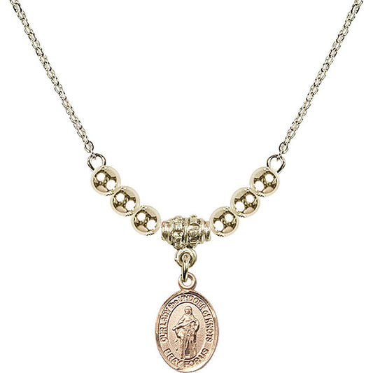 14kt Gold Filled Our Lady the Undoer of Knots Birthstone Necklace with Gold Filled Beads - 9383