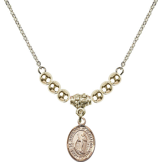 14kt Gold Filled Saint Raymond of Penafort Birthstone Necklace with Gold Filled Beads - 9385