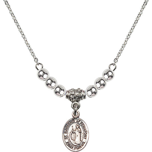 Sterling Silver Saint Raymond of Penafort Birthstone Necklace with Sterling Silver Beads - 9385