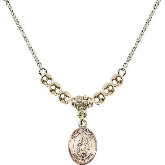 14kt Gold Filled Saint Drogo Birthstone Necklace with Gold Filled Beads - 9386