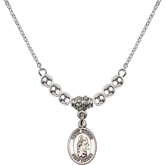 Sterling Silver Saint Drogo Birthstone Necklace with Sterling Silver Beads - 9386