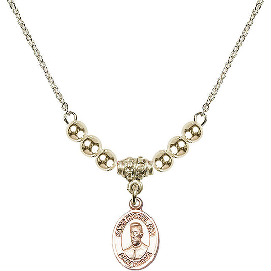 14kt Gold Filled Blessed Miguel Pro Birthstone Necklace with Gold Filled Beads - 9389
