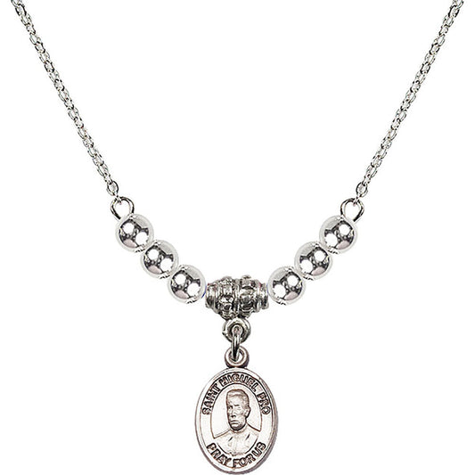 Sterling Silver Blessed Miguel Pro Birthstone Necklace with Sterling Silver Beads - 9389