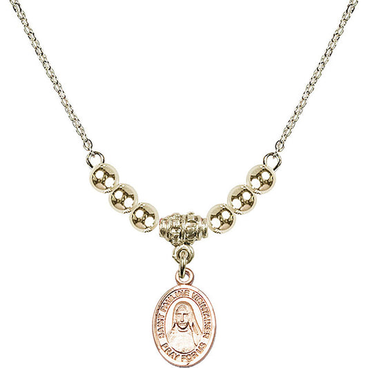 14kt Gold Filled Saint Pauline Visintainer Birthstone Necklace with Gold Filled Beads - 9391