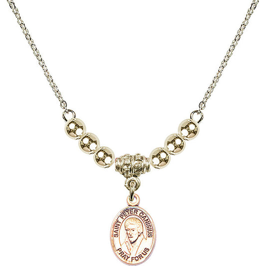 14kt Gold Filled Saint Peter Canisius Birthstone Necklace with Gold Filled Beads - 9393