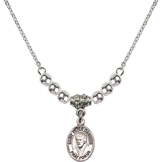 Sterling Silver Saint Peter Canisius Birthstone Necklace with Sterling Silver Beads - 9393